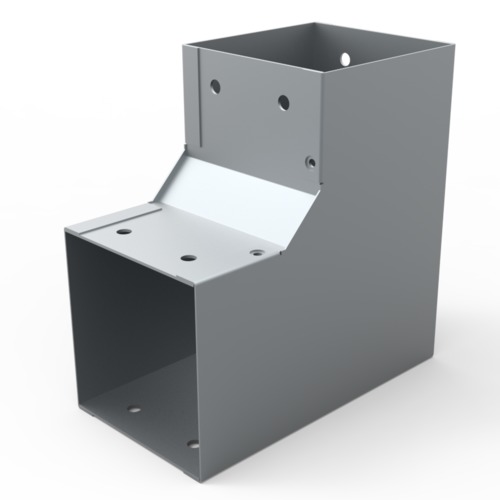 Codo a 90º horizontal para ducto cuadrado de 8x8″